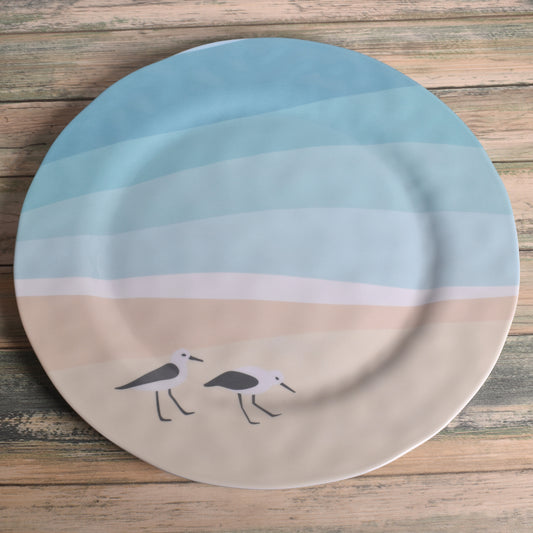 Sandpipers by Kate Nelligan 11-1/2-inch Melamine Dinner Plate, Set of 6 Blue/Multi