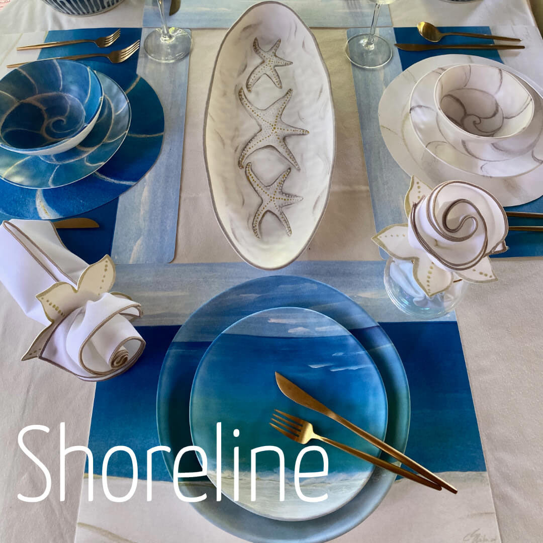 Merritt Shoreline by Carole Shiber 11" Melamine Dinner Plate, Set of 6