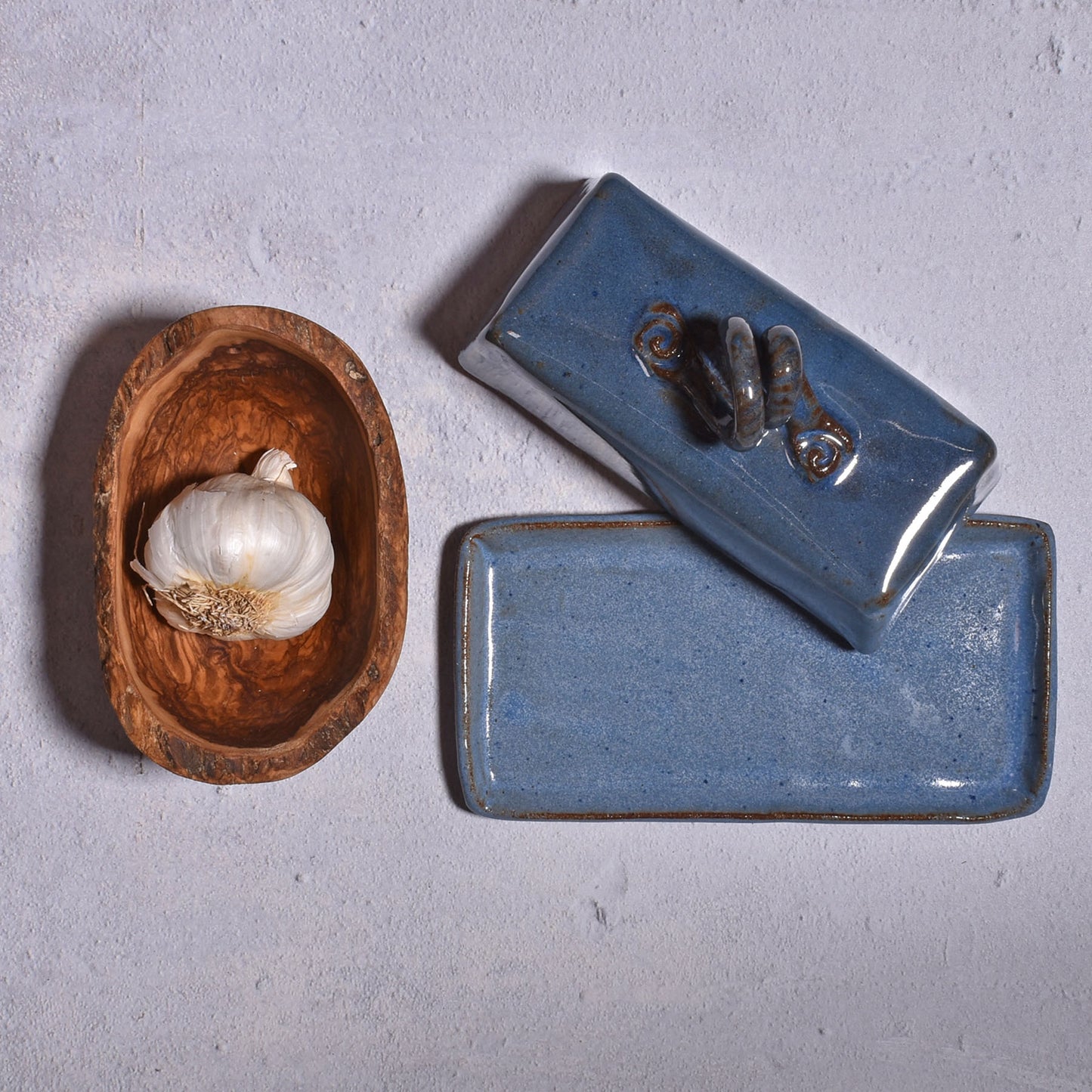 Butter Dish with Lid by MudWorks Pottery, Barrington Blue