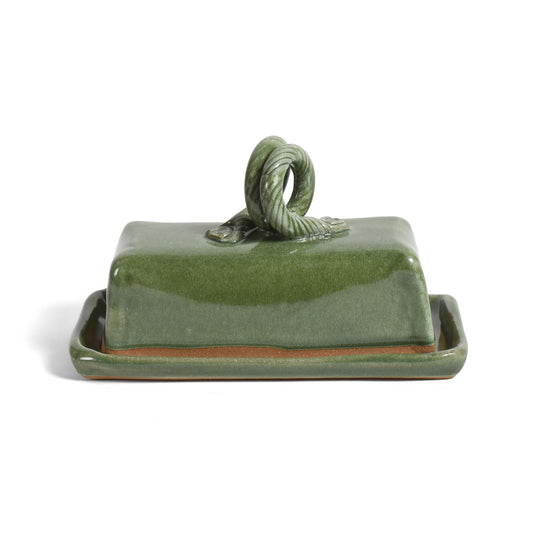 Butter Dish with Lid by MudWorks Pottery, Green