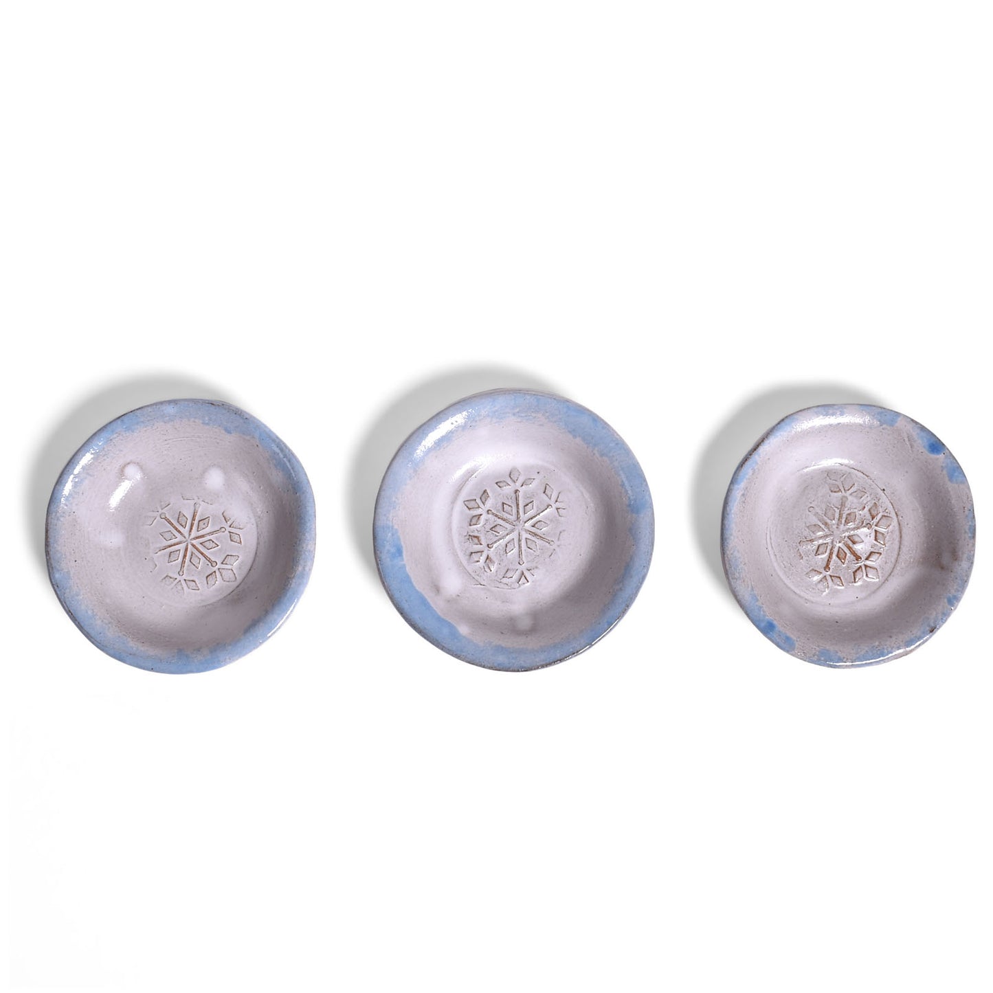 Snowflake Tea Bag Coasters by MudWorks Pottery, Blue and White, Set of 3, Handmade in the USA