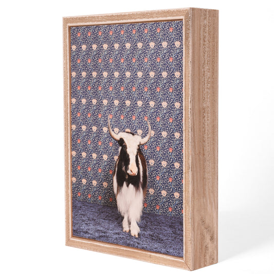 Yak on Blue Floral by Catherine Ledner 5" x 7" Mini Framed Canvas Wall Art