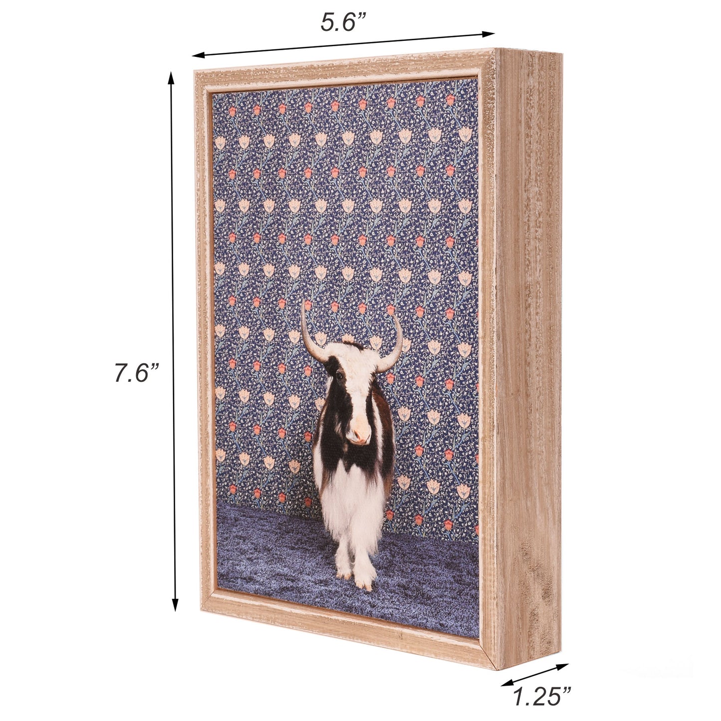 Yak on Blue Floral by Catherine Ledner 5" x 7" Mini Framed Canvas Wall Art