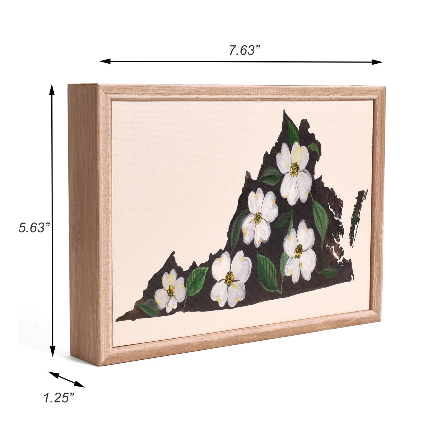 Virginia Dogwood Map by Shannon Newlin 7" x 5" Mini Framed Canvas Wall Art