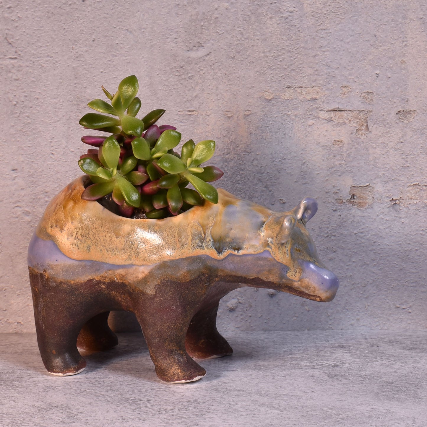Naomi Nickerson Ceramics Small Bear Planter, Purple/Gold