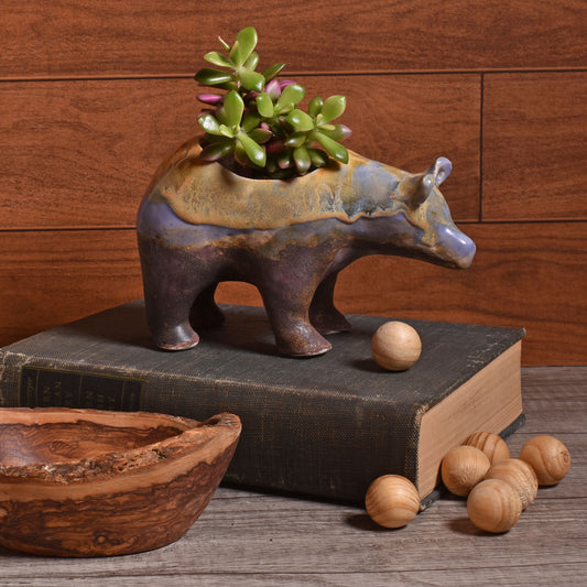 Naomi Nickerson Ceramics Small Bear Planter, Purple/Gold