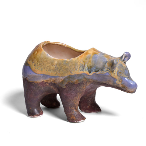 Naomi Nickerson Ceramics Small Bear Planter, Purple/Gold