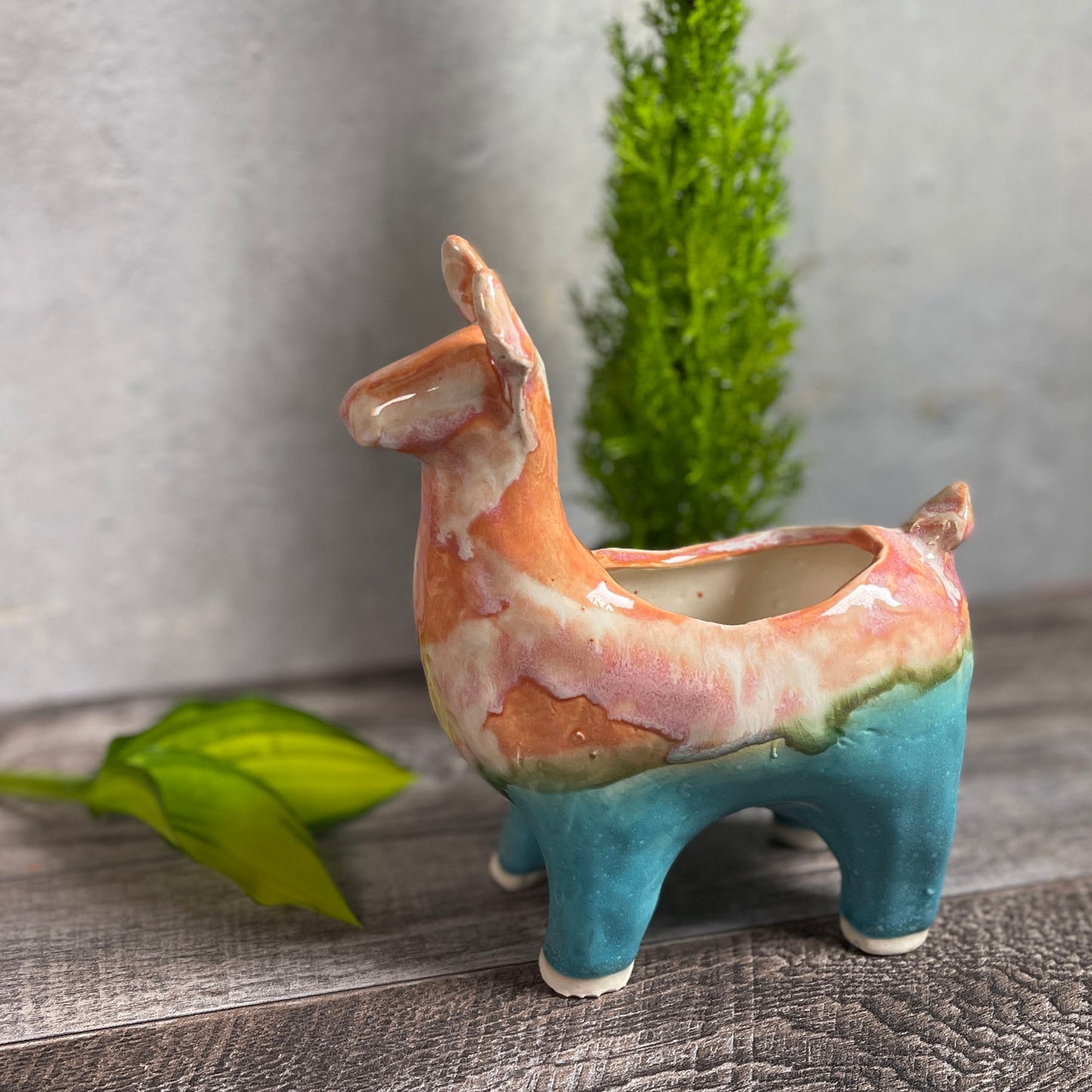 Naomi Nickerson Ceramics Small Llama Planter, Purple/Gold