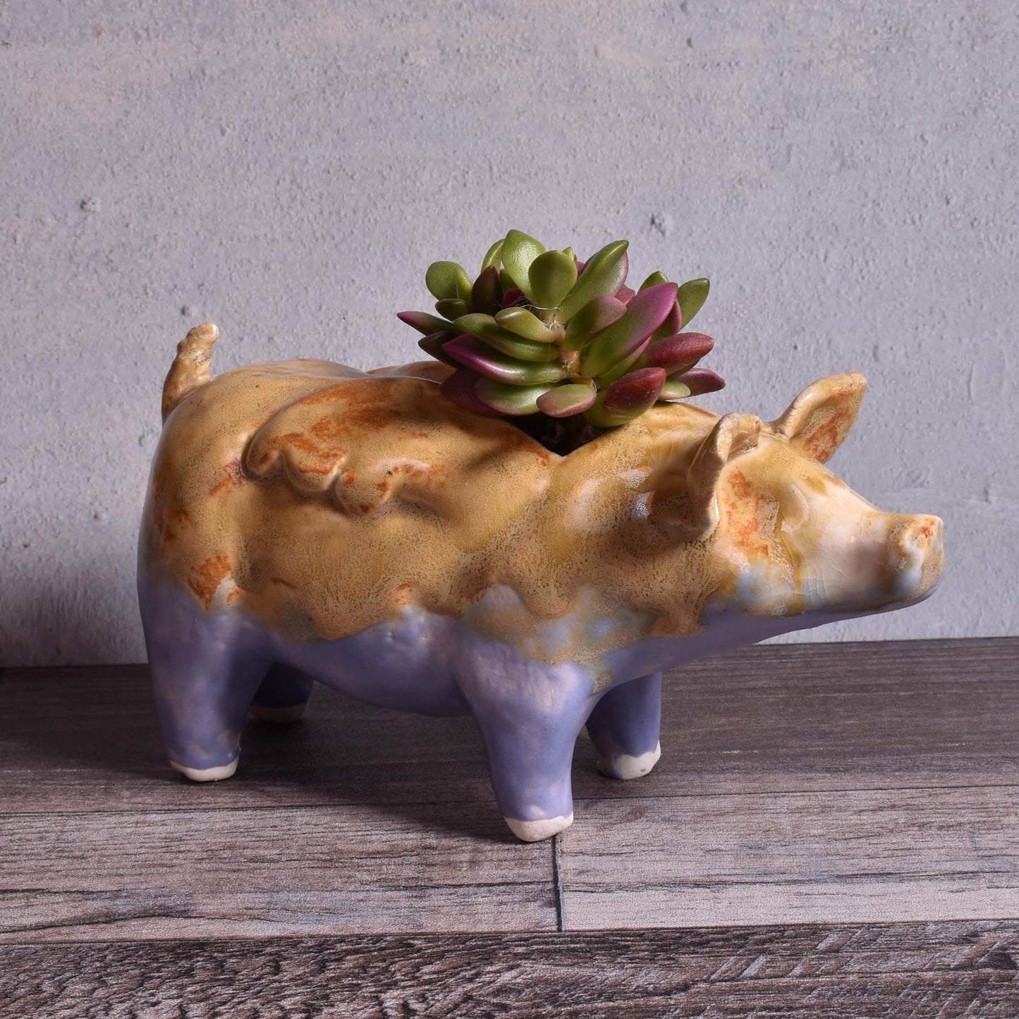 Naomi Nickerson Ceramics Small Winged Pig Planter, Purple/Gold