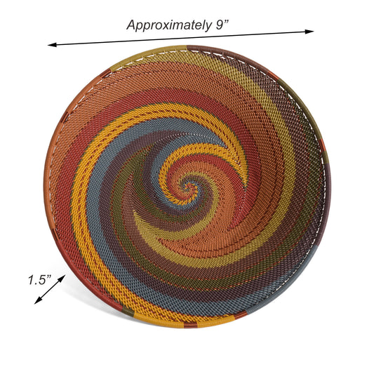 Fair Trade Handwoven Zulu Telephone Wire 9" Platter Basket, Painted Desert Colors, Each One Varies