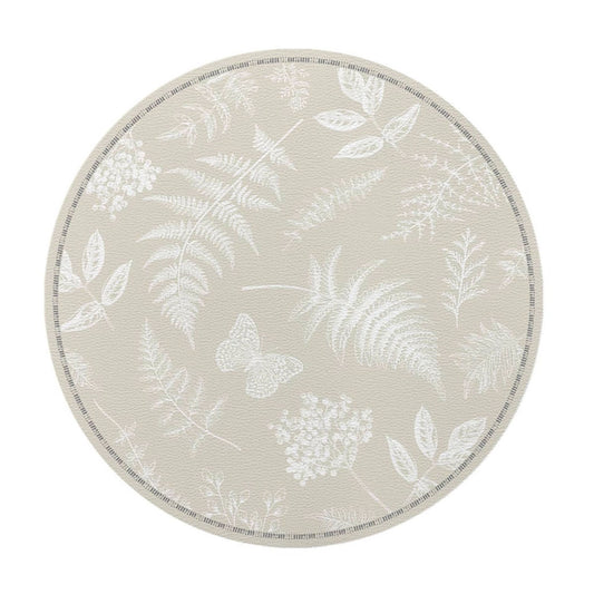 Botanical Print 15" Round Vinyl Placemat, Set of 4