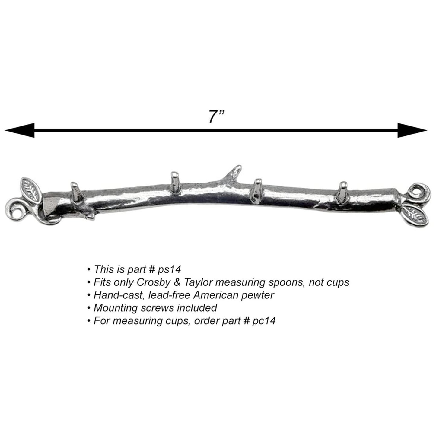 Crosby & Taylor Twig Pewter Wall Hanging Strip for Crosby & Taylor Measuring Spoons (Not Cups)