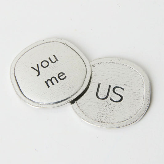 Crosby & Taylor "You Me US" Lead-Free American Pewter Pocket Sentiment Token Expressing Love and Commitment