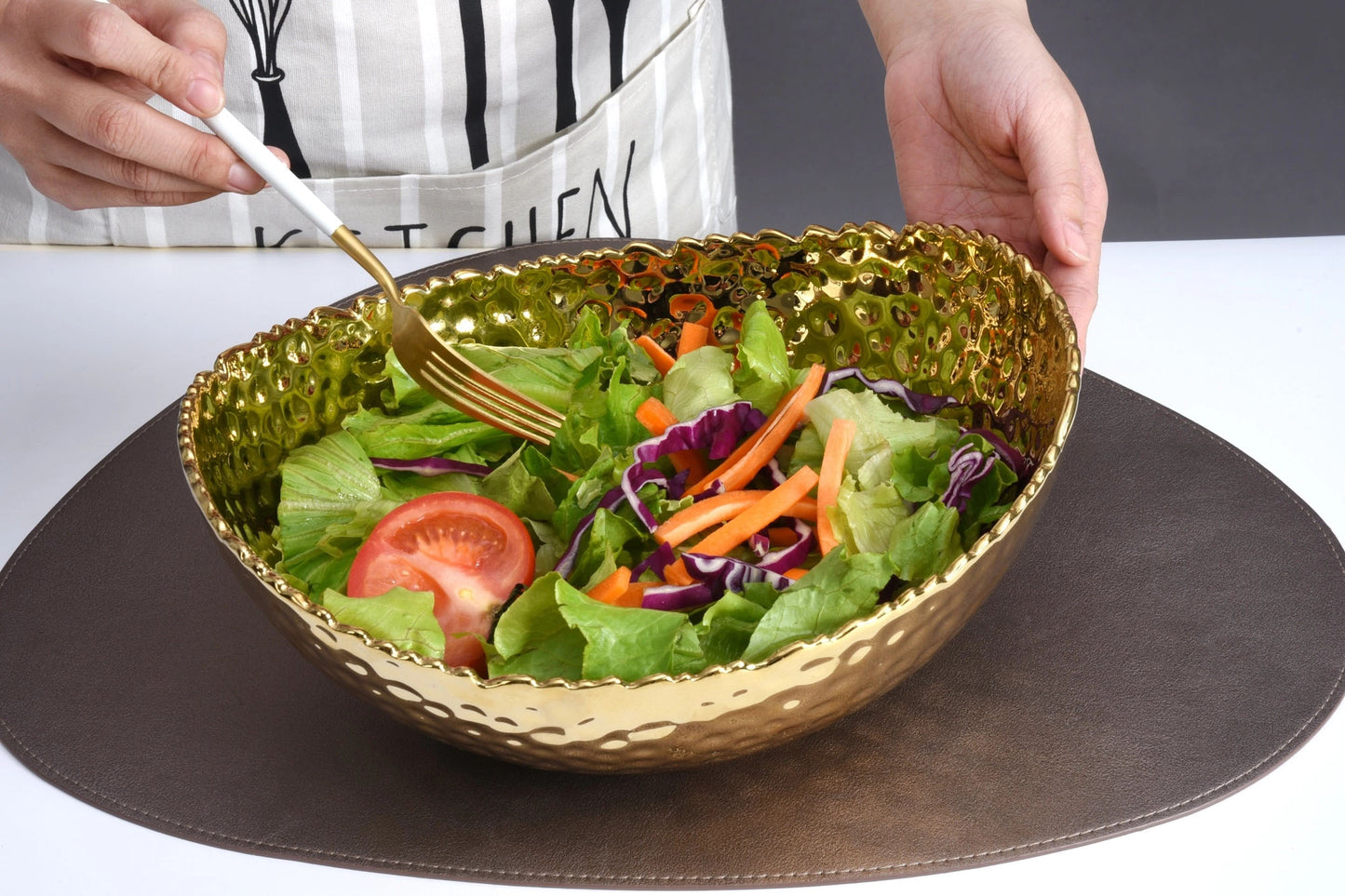 Pampa Bay Golden Millenium Large Oval Bowl, Oven-Safe, Titanium Plated Porcelain