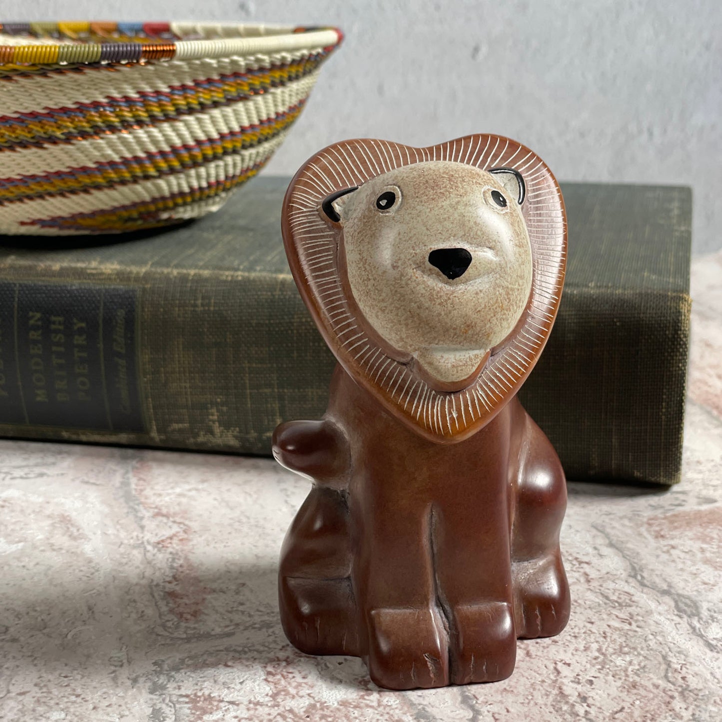 Handmade African Soapstone 4" Lion Figurine from Kenya