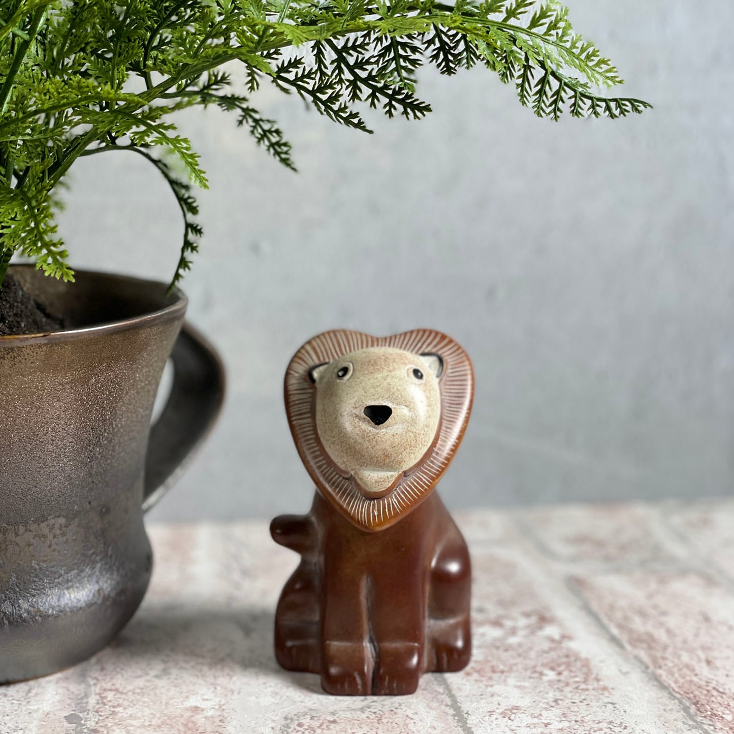 Handmade African Soapstone 4" Lion Figurine from Kenya