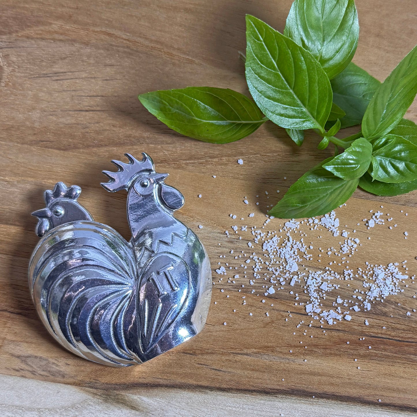 Roosters & Hens 4-Piece Pewter Measuring Spoon Set, Handmade in Oregon