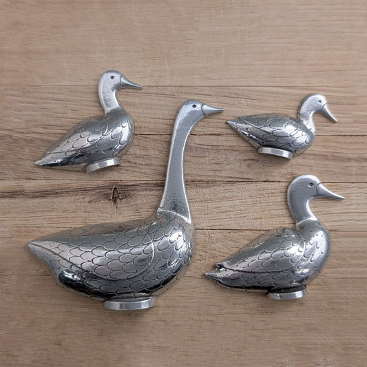 Duck Duck Goose 4-Piece Pewter Measuring Spoon Set by Roosfoos, Handmade in the USA