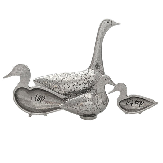 Duck Duck Goose 4-Piece Pewter Measuring Spoon Set by Roosfoos, Handmade in the USA