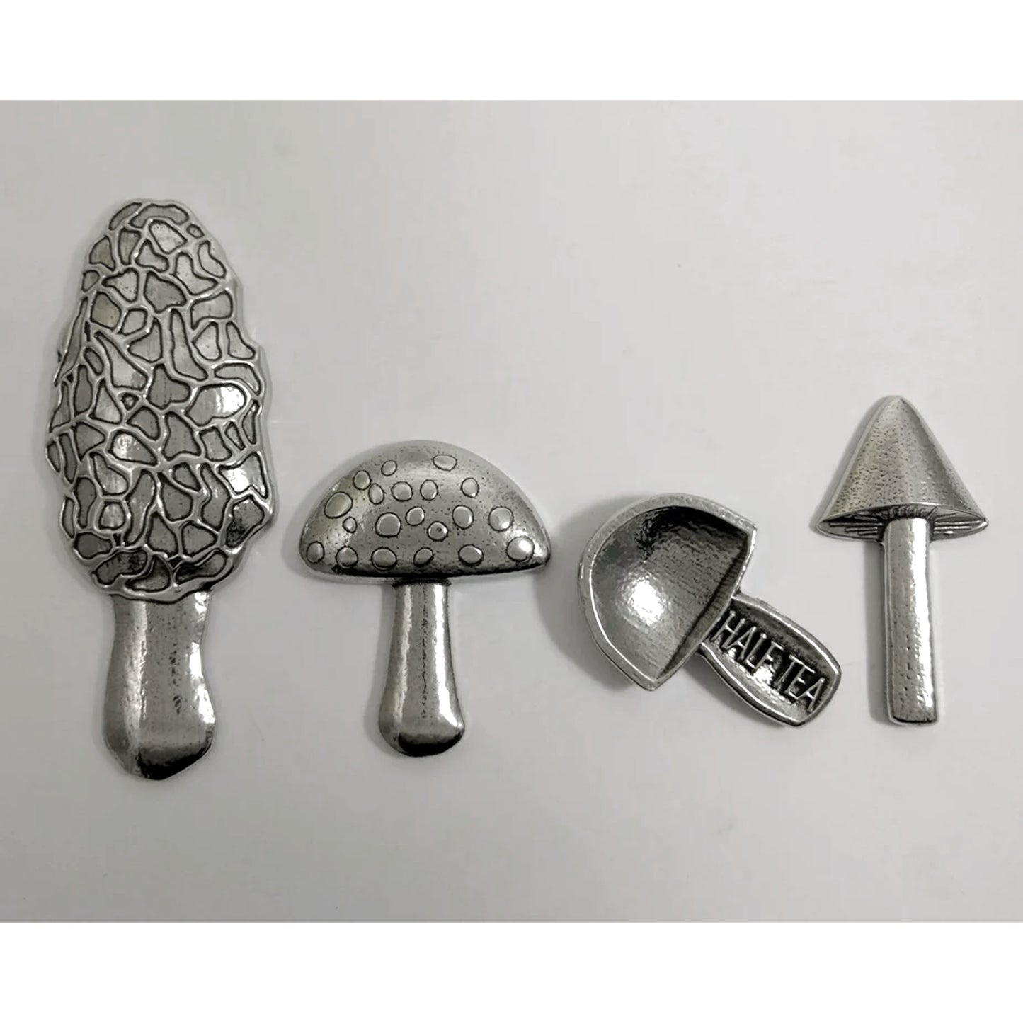 Mushrooms 4-Piece Pewter Measuring Spoon Set by Roosfoos, Handmade in the USA