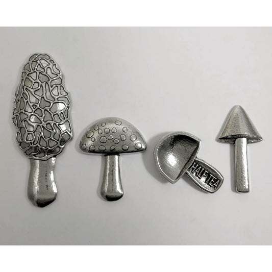 Mushrooms 4-Piece Pewter Measuring Spoon Set by Roosfoos, Handmade in the USA