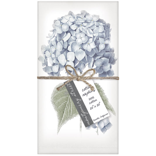 Montgomery Street Blue Hydrangeas Cotton Napkins, Set of 4