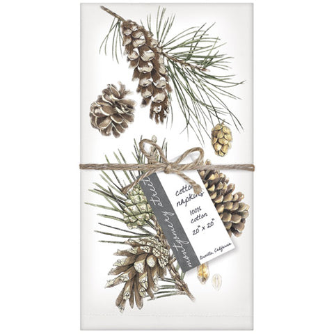 Montgomery Street Pine Branches with Pinecones Cotton Napkins, Set of 4