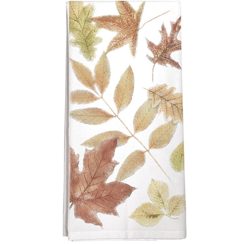 Montgomery Street Scattered Leaves Cotton Flour Sack Dish Towel