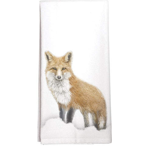 Montgomery Street Red Fox Cotton Flour Sack Kitchen Dish Towel