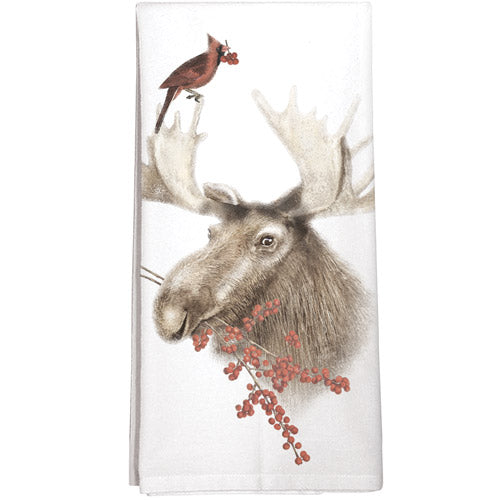 Montgomery Street Cardinal on Moose Cotton Flour Sack Dish Towel