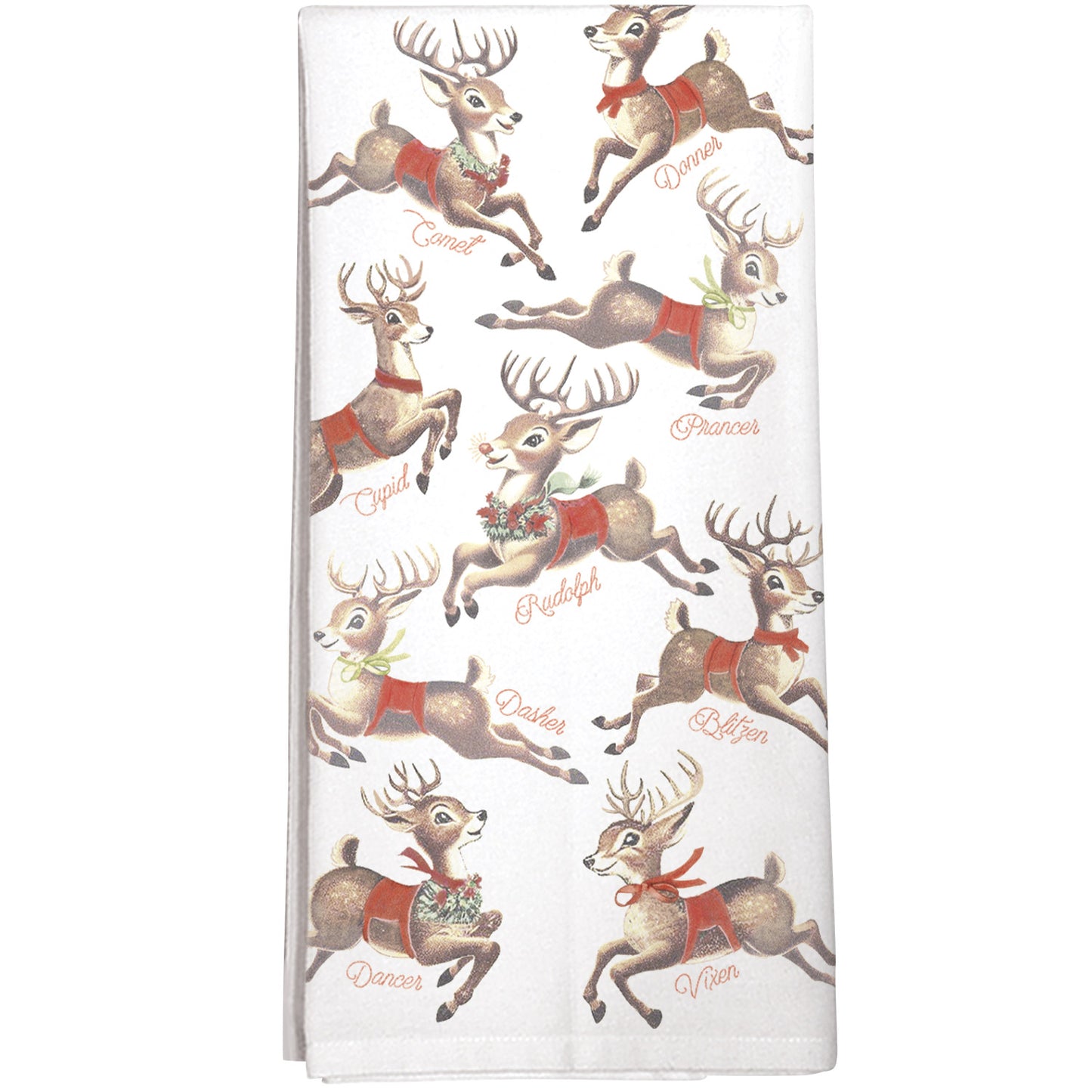Retro Reindeer Cotton Flour Sack Kitchen Dish Towel