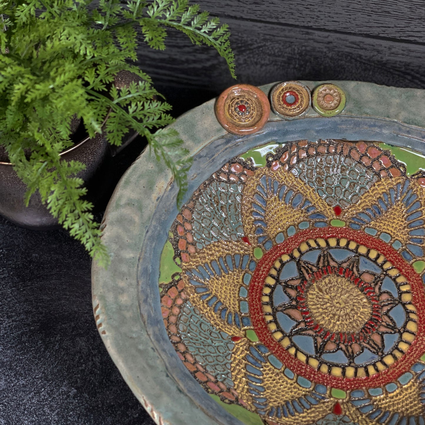 Laurie Pollpeter Eskenazi Estelle 13" Centerpiece Bowl, Collectible Handmade American Pottery