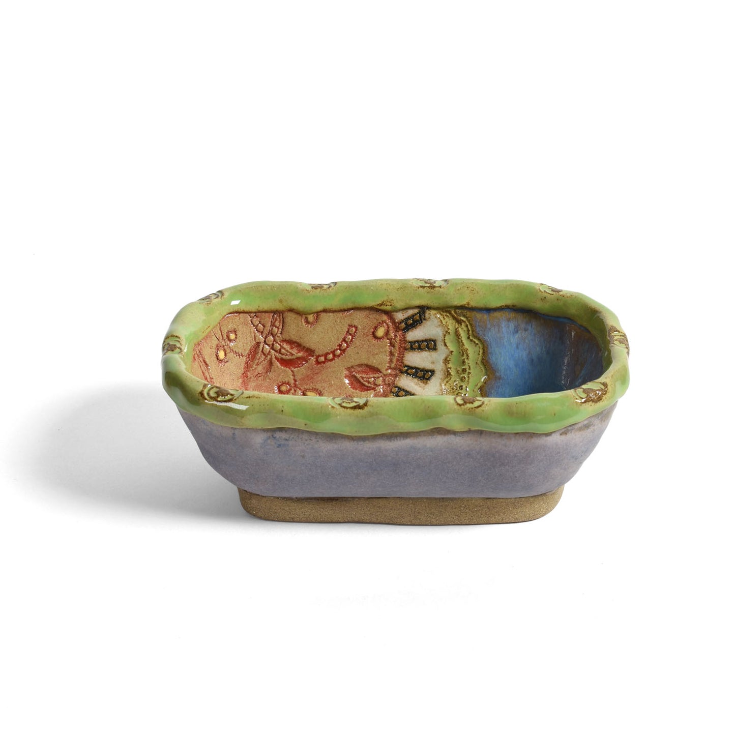 Alicia 6" x 3-1/2" Collectible Rectangular Stoneware Bowl, Handmade American Pottery by Laurie Pollpeter Eskenazi