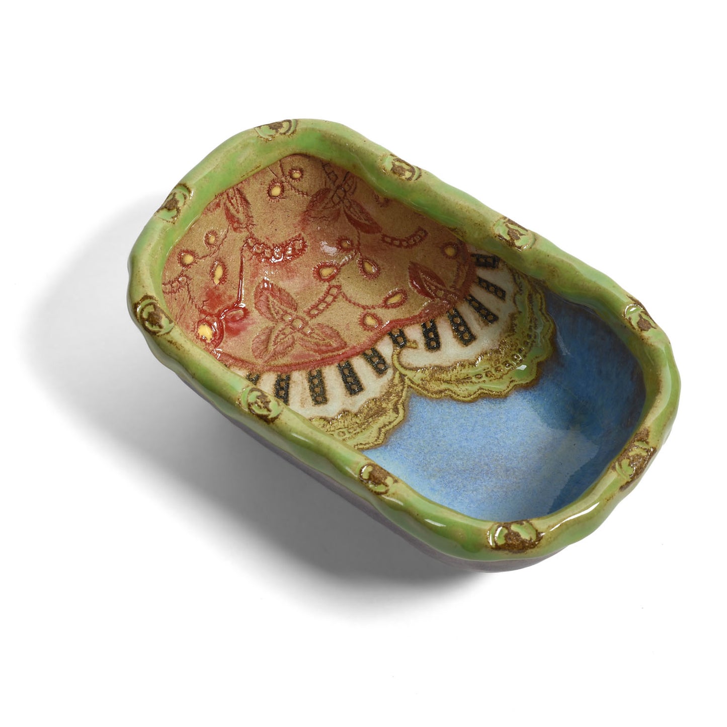 Alicia 6" x 3-1/2" Collectible Rectangular Stoneware Bowl, Handmade American Pottery by Laurie Pollpeter Eskenazi