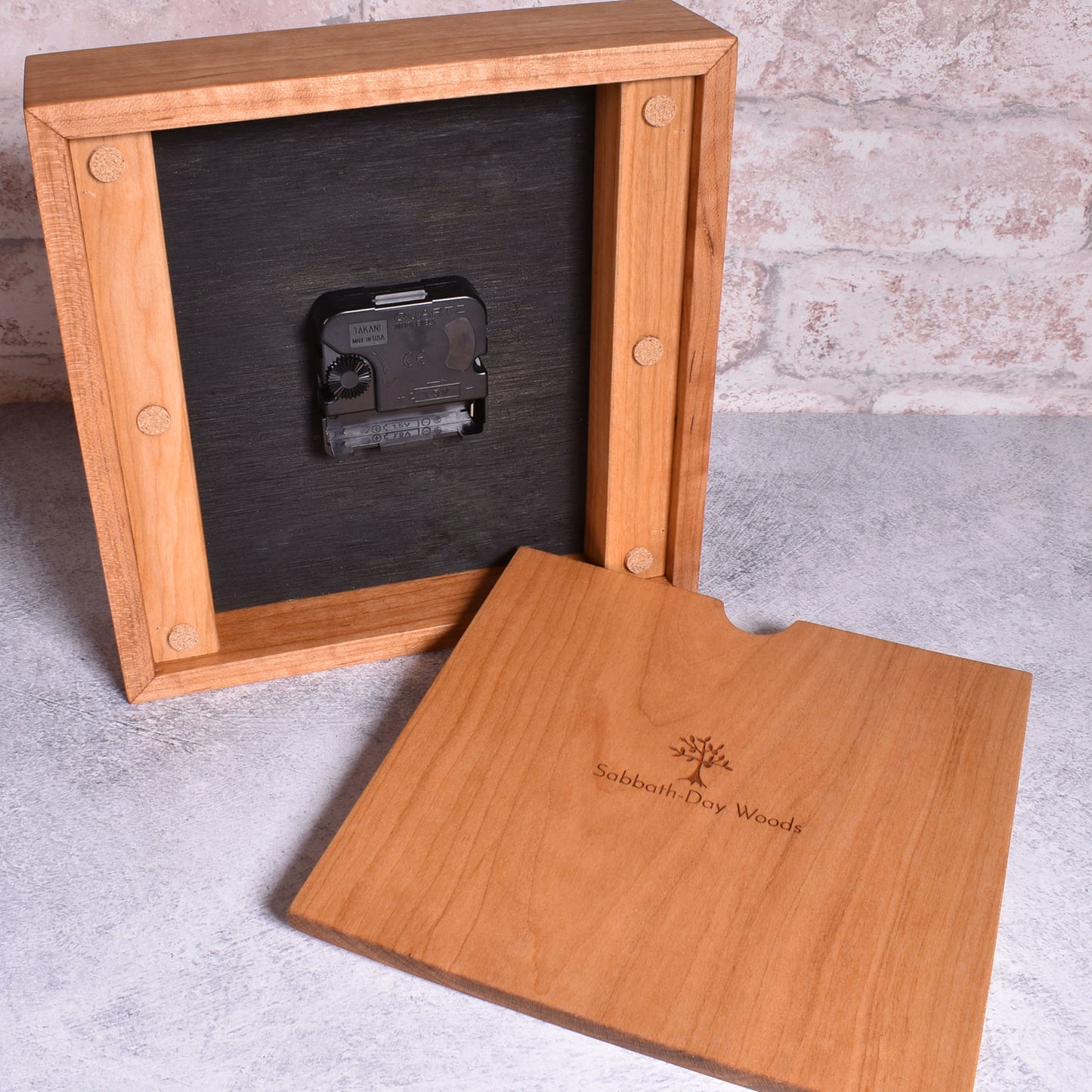 Sabbath Day Wood Leather & Cherry 8" Box Clock, Handmade in the USA