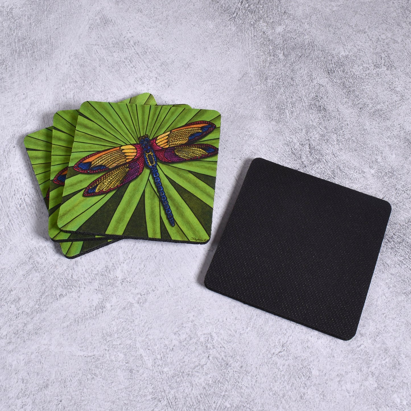 Dragonfly by Stephanie Kiker Polyester Neoprene Coaster, Set of 4