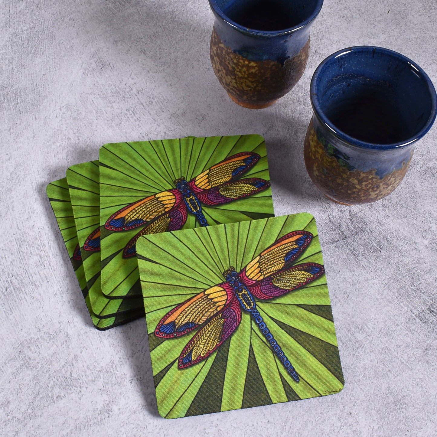 Dragonfly by Stephanie Kiker Polyester Neoprene Coaster, Set of 4