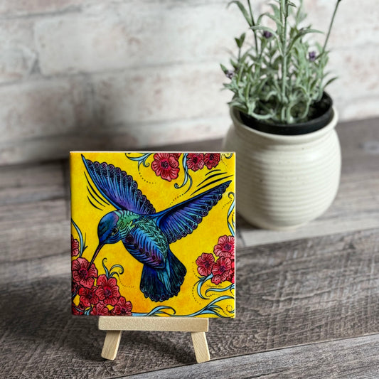 Hummingbird by Stephanie Kiker 4-1/4" Decorative Ceramic Tile Plaque