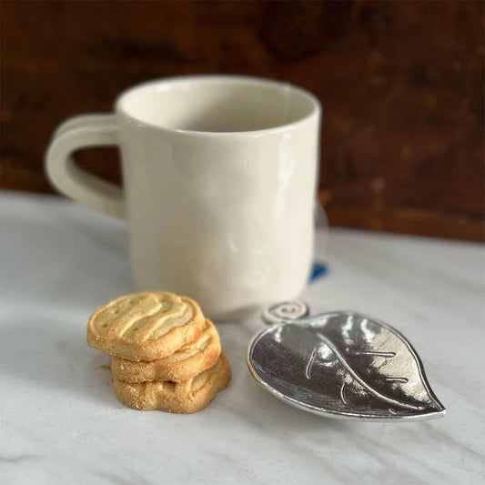 Crosby & Taylor Leaf Pewter Teabag Holder Trinket Dish