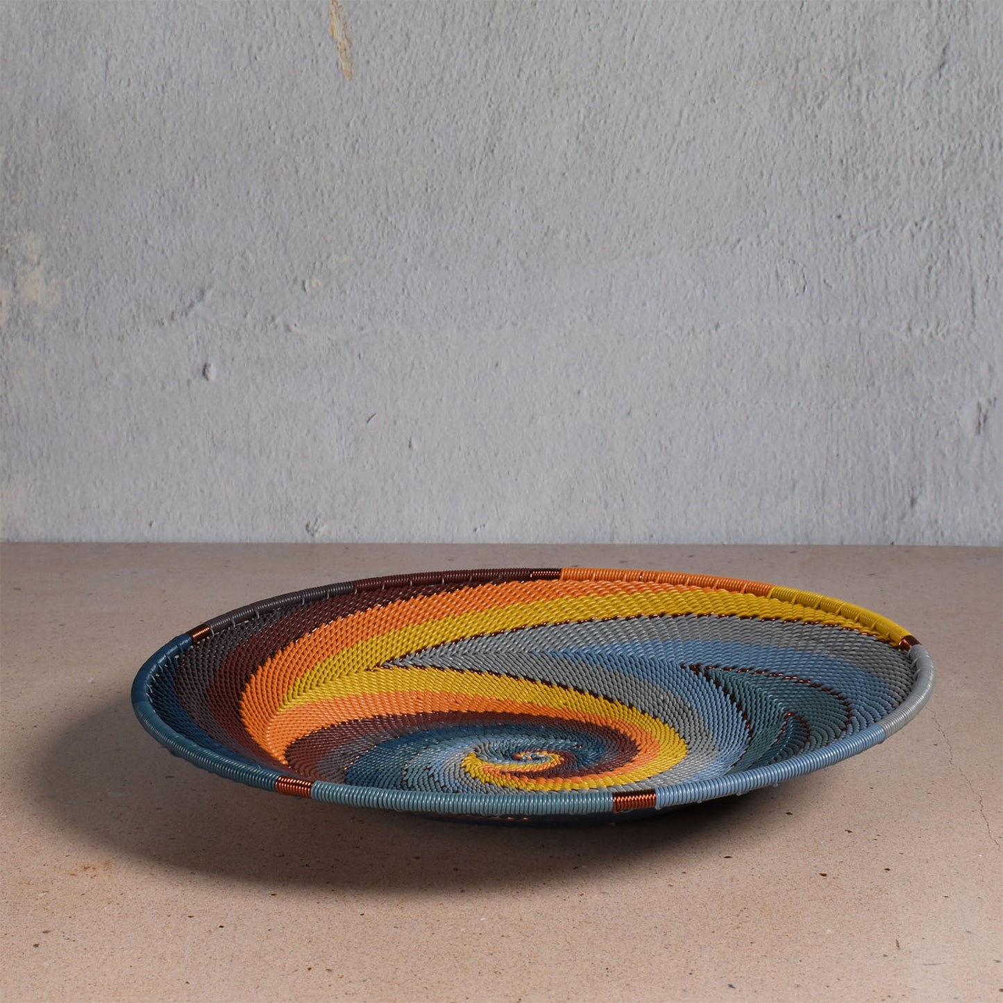 Fair Trade Zulu Telephone Wire 8" Platter Bowl, Cove Multicolor, Handwoven by African Makers, Each One Varies