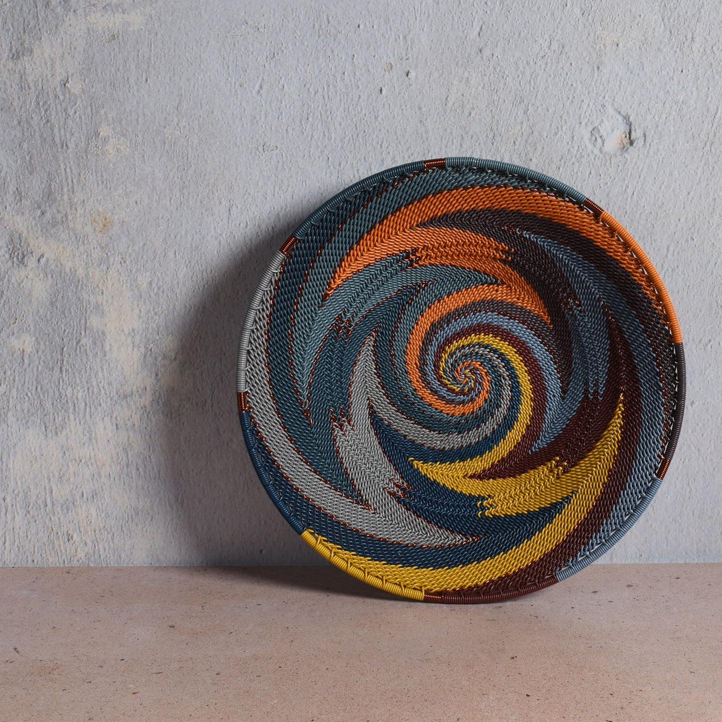 Fair Trade Zulu Telephone Wire 8" Platter Bowl, Cove Multicolor, Handwoven by African Makers, Each One Varies