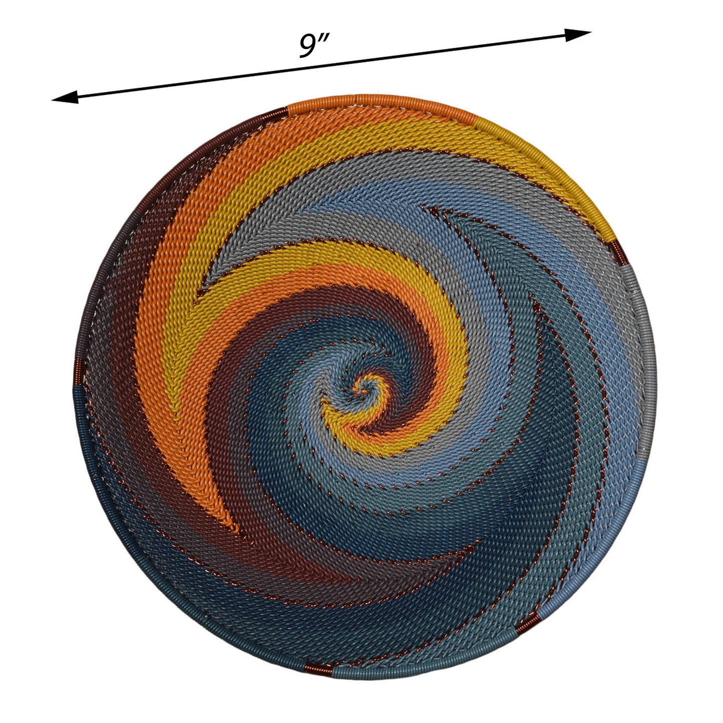 Fair Trade Zulu Telephone Wire 9" Platter Bowl, Cove Multicolor, Handwoven by African Makers, Each One Varies