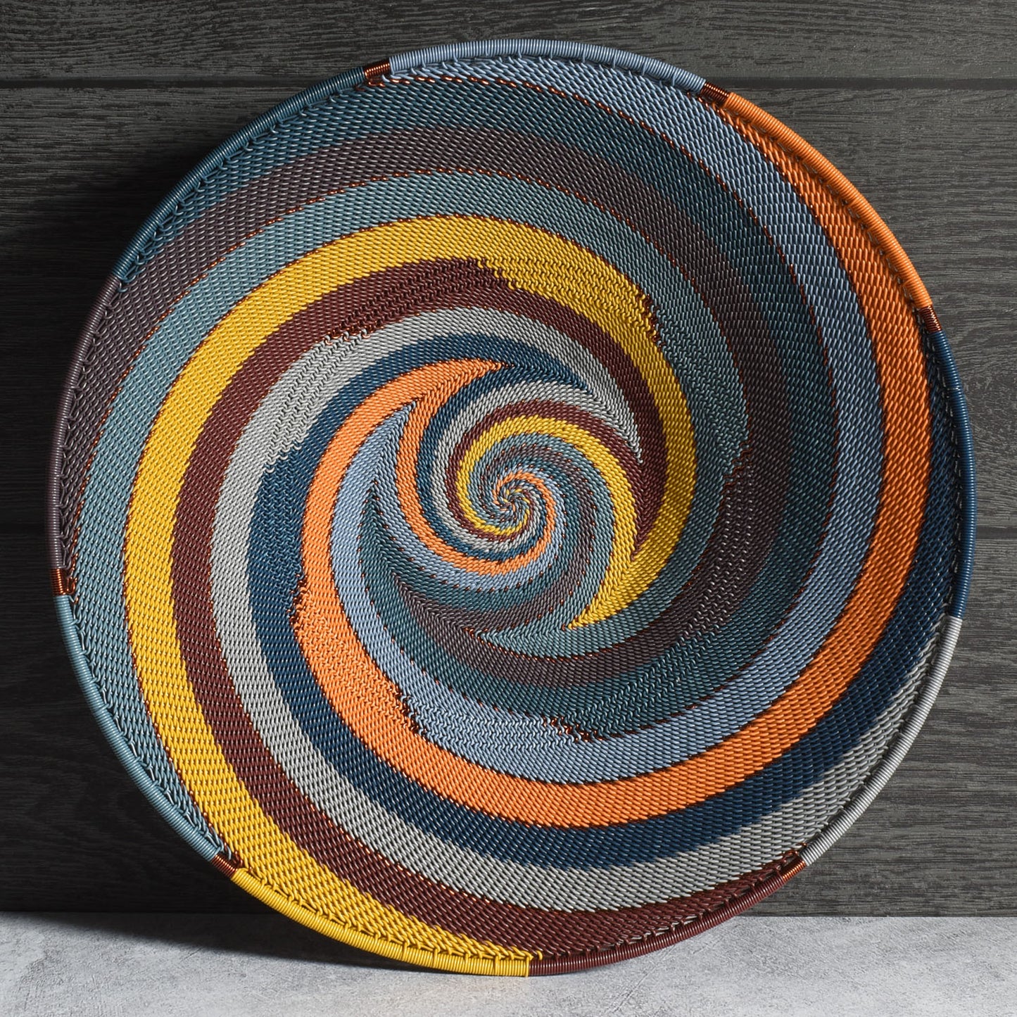 Fair Trade Zulu Telephone Wire 12" Platter Bowl, Cove Multicolor, Handwoven by African Makers, Each One Varies