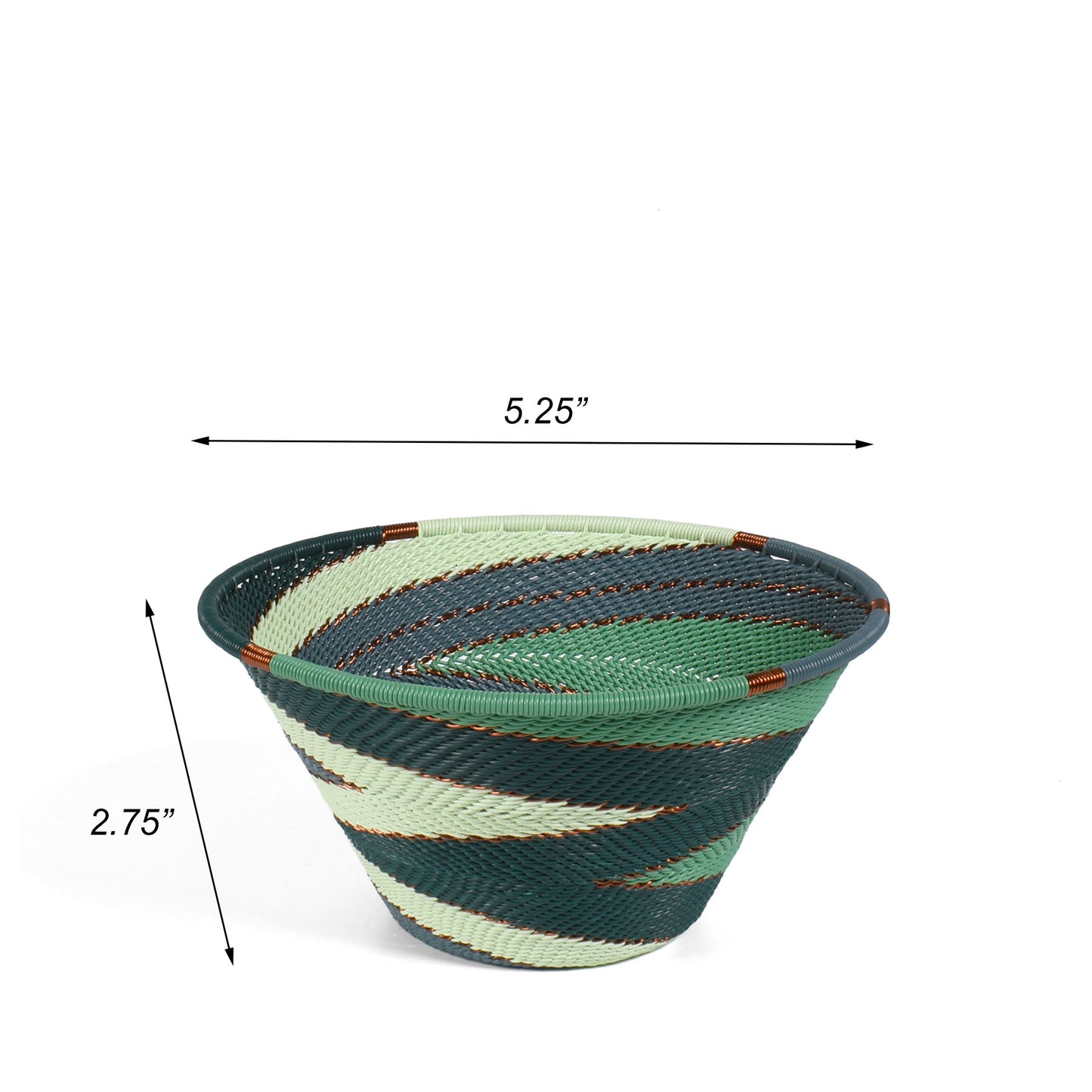 Fair Trade Zulu Handwoven Telephone Wire 5.75" Cone Shaped Basket (Each One Varies), Emerald