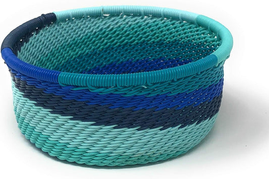 African Fair Trade Zulu Telephone Wire 3-1/2" Wine Bottle Coaster/Catch-All Caddy, African Ocean