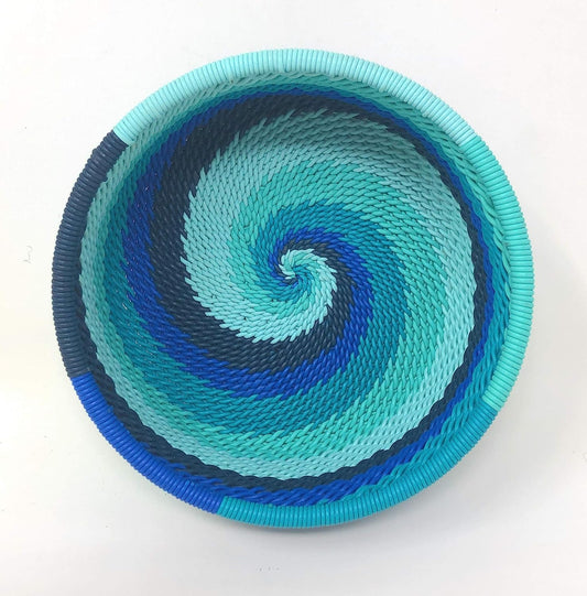 African Fair Trade Zulu Telephone Wire 3-1/2" Wine Bottle Coaster/Catch-All Caddy, African Ocean