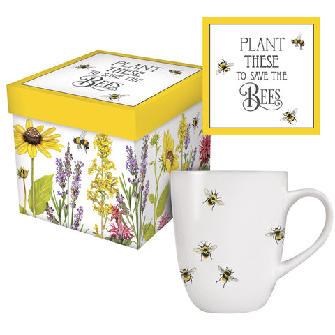 Mary Lake-Thompson Scattered Bees 16-ounce Stoneware Mug with Save the Bees Box