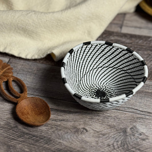 Fair Trade Zulu Handwoven Telephone Wire 4.25" Triangle Basket (Each One Varies), African Eclipse