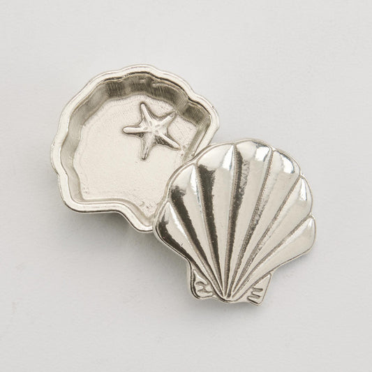 Crosby & Taylor Seashell 1-1/4" Tiny Pewter Sentiment Box, Handmade in the USA