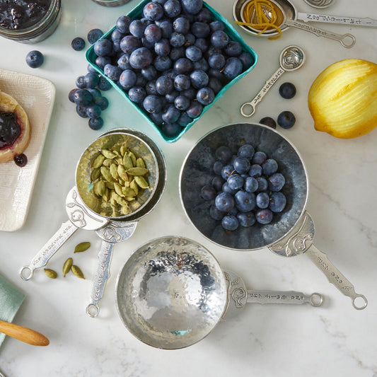 Crosby & Taylor Bird 4-piece Artisan Pewter Measuring Cup Set, Handmade in the USA